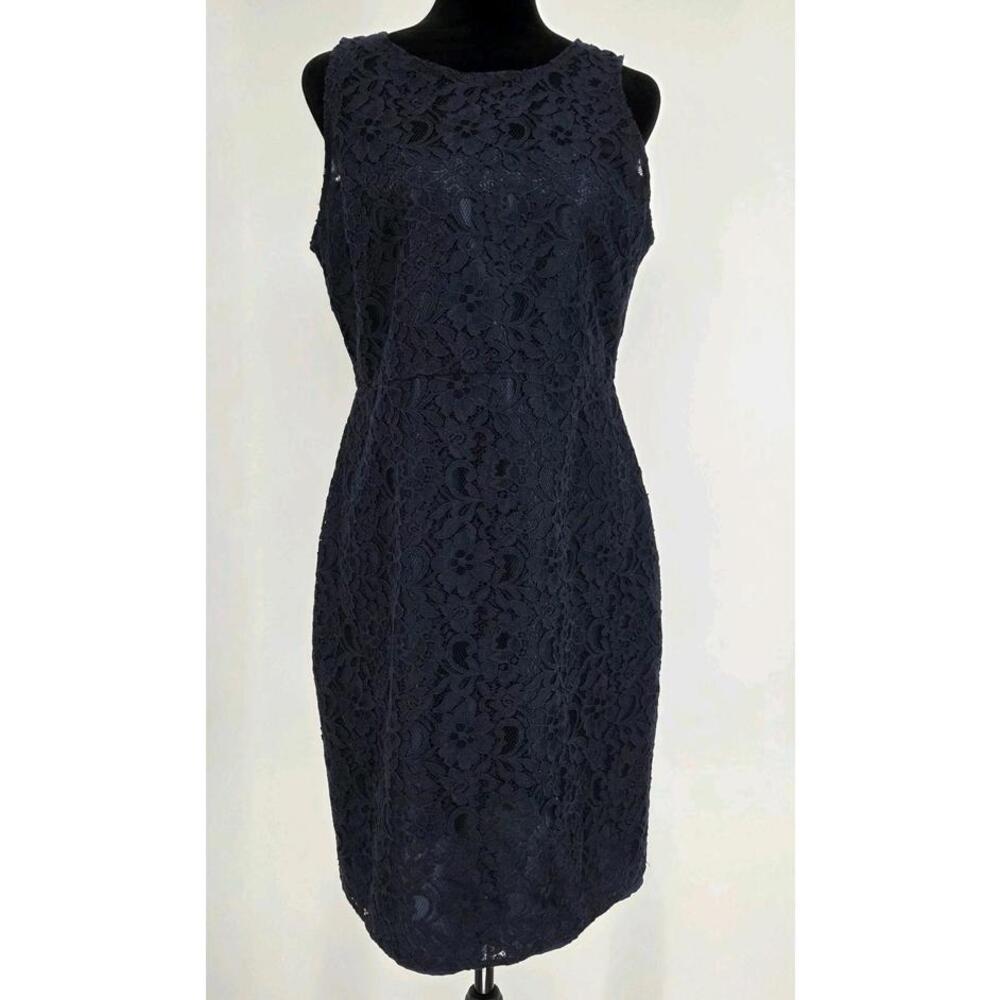 J. Crew‎ Lace Sheath Dress Navy 10 Sleeveless